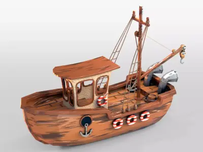 Low Poly Boat Low-poly 3D model