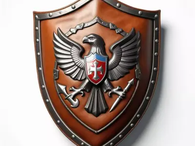 Worn Leather Shield with Metal Rim 3D model