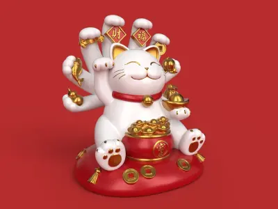 Thousand Hands Fortune Cat 3D model