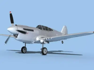 Curtiss P-40F Warhawk Bare Metal 3D model