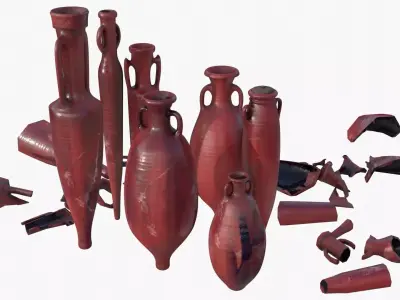 Amphora - Red Oiled Painted Terracotta Low-poly 3D model