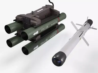 Launcher Spike ER With Missile Low-poly 3D model