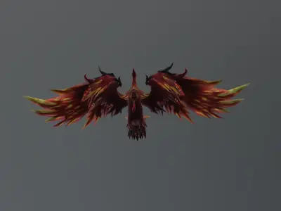 Fire Phoenix Creature Low-poly 3D model