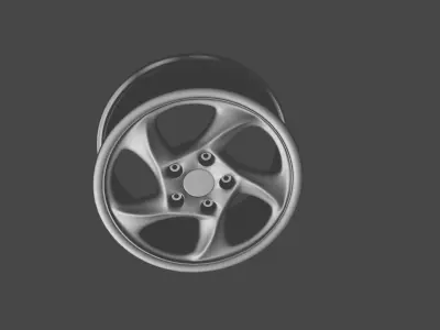Porche Alloy Wheel Miniature Low-poly 3D model