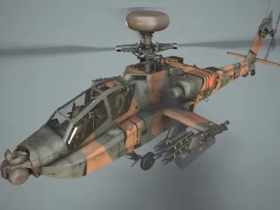 Apache AH-64D Japan Ground Self-Defense Force Basic Animation Low-poly 3D model