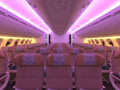 Boeing 787 Etihad  economy interior 3D model