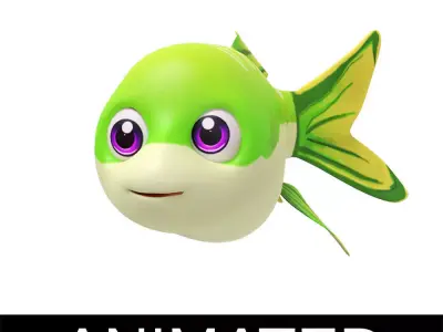 Apollo Shark Minnow Fish Cartoon Animated Low-poly 3D model