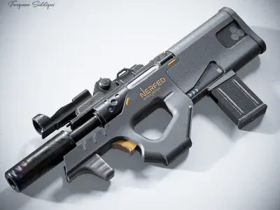 Sci-fi SMG Nerfed Kaku Peter Edition Low-poly 3D model