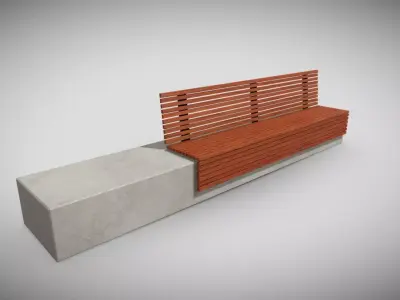 Concrete Bench Low-poly Low-poly 3D model