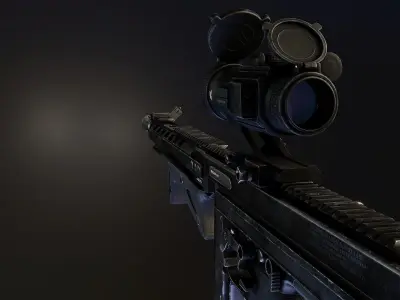 Tactical Thompson SMG Low-poly 3D model