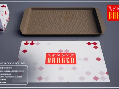 Fish Burger - Package Low-poly 3D model