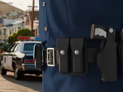 Tactical Utility Belt with Holster Black 3D model