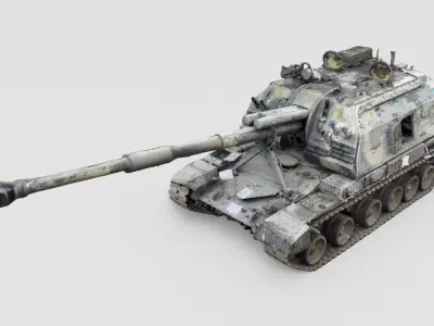 Destroyed 2S19 Msta 152 mm self-propelled howitzer M1990  3D model get