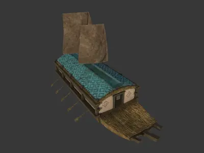 Korean Turtle Ship - Medieval Warship 04 Low-poly 3D model