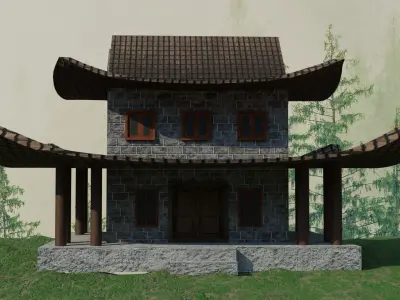 Chinese Ancient house Free low-poly 3D model
