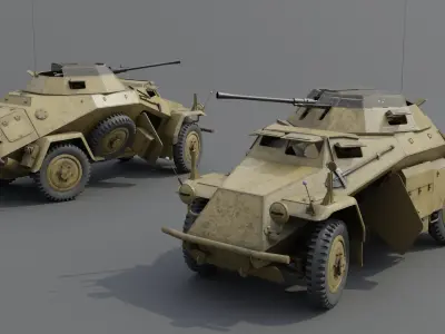 SdKfz 222 Armored car Low-poly 3D model