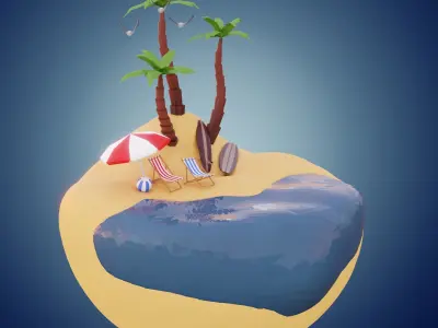Low-poly scene - Surfland Low-poly 3D model
