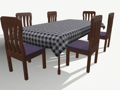 Dining Table and Chairs Free low-poly 3D model