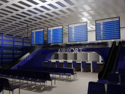 Airport interior Low-poly 3D model