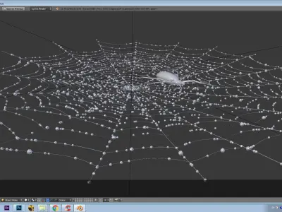 Spiderweb with water droplets animated dynamic Low-poly 3D model