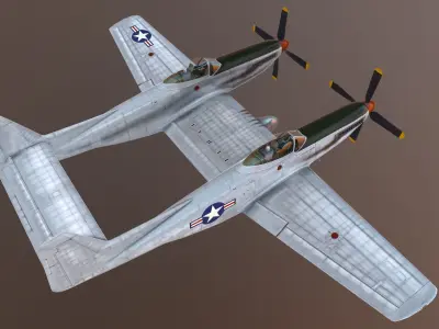 F-82  P-82 Fighter America US army  Twin Mustang Two-seater  3D model