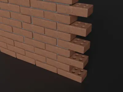 Red holey brick Lowpoly pack of bricks blocks low-poly Free low-poly 3D model