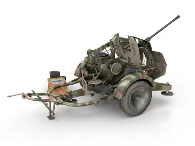 2cm Flak 38 with SD AH 51 - Trailer - FA81  3D model