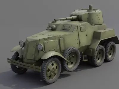 BA-10 Armored car Low-poly 3D model