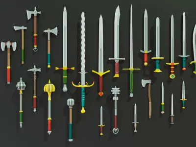 Medieval Low-Poly Weapons Pack Low-poly 3D model