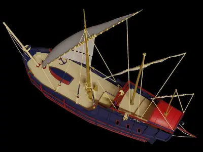 Ship 3D Model sailing boat Low-poly 3D model