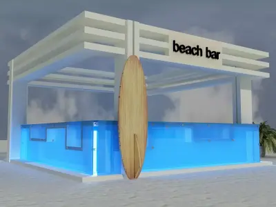 Beach Bar Area a85 White  3D model