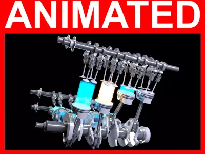 V8 Engine Ignition Animation 3D model