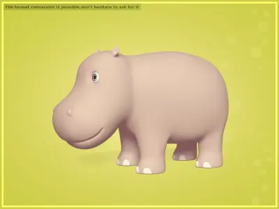 Cartoon Hippo Low-poly 3D model