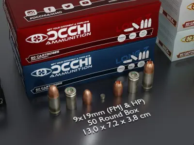 Small Caliber Ammunition Set - Ammo and Ammobox 3D model