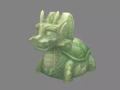 Cartoon jade Tortoise sculpture Low-poly 3D model