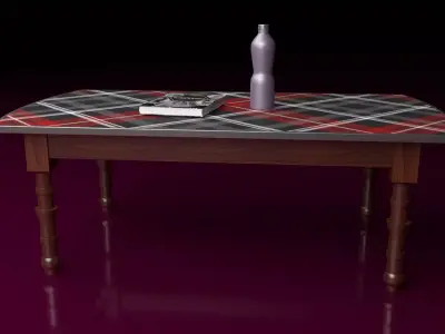 Table coffee with plaid pattern Free 3D print model