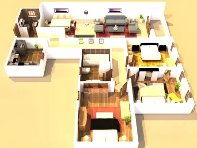 3D interior flat design  3D model