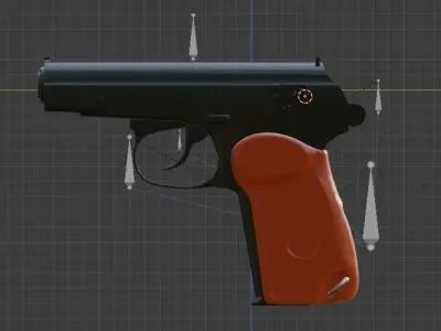 MAKAROVEEEEy gun with orange handle Free low-poly 3D model