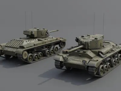 Valentine Mk IX Infantry Tank Low-poly 3D model