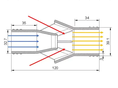 Water Suction Jet Pump Ejector vacuum 4 different sizes 3D print model