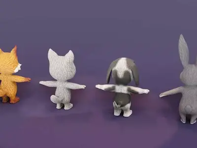 Animated Cartoon Animals 3D Models Pack 10 Free low-poly 3D model