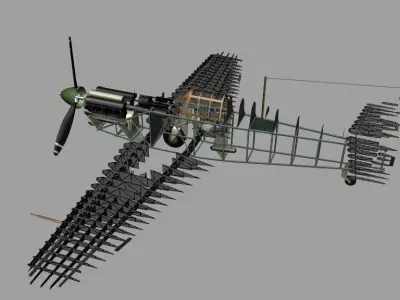 IK-3 Rogozarski  1940s Yugoslavian Fighter Low-poly 3D model