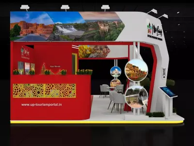 10mtr x10mtr expo stall 3side open Exhibition Stand Free low-poly 3D model