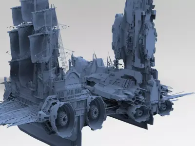 2 Airship Designs Scifi and Queens 3D model