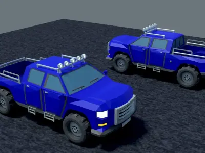Pickup two trucks Free low-poly 3D model