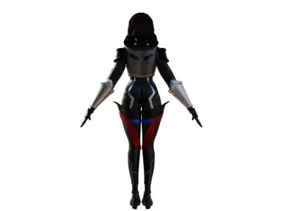 scifi girl Low-poly 3D model