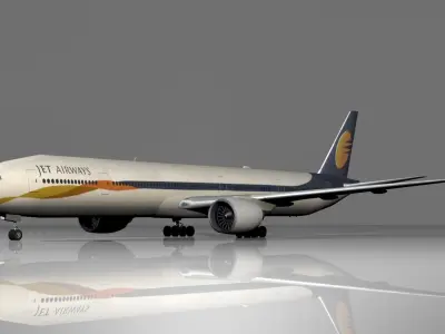 Boeing 777 low polygon Low-poly 3D model Jet Airways Low-poly 3D model