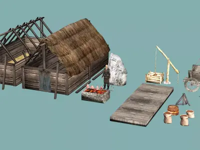 Medieval Exclusive Village Tools Pack 3D Model Low-poly 3D model
