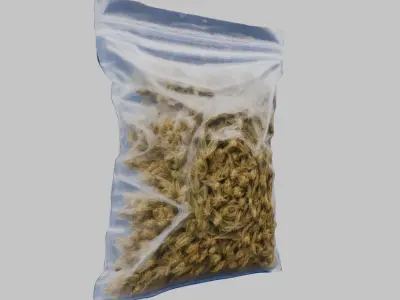 Cannabis Transparent plastic container Weed Bag CBD Hemp Low-poly 3D model