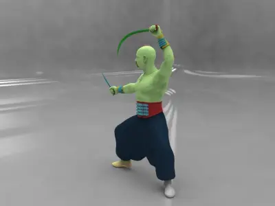 Cossak man holding sword 3D model